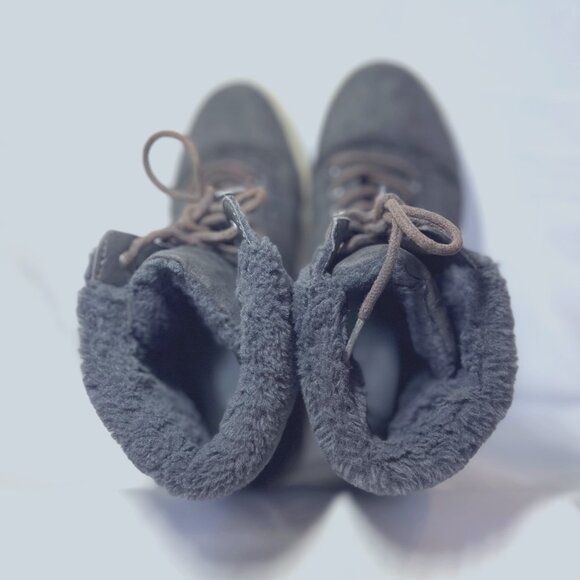 Justice-Women's Faux Fur Size 9 Gray Booties-Lace Up-Warm-School- - Picture 4 of 15